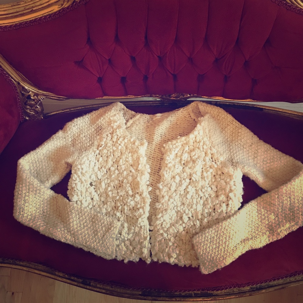 Fluffy beige cardigan- Anthropologie